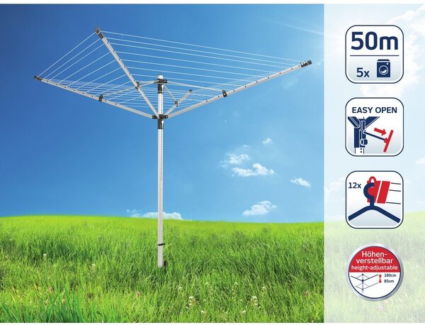 Uscător de rufe argintiu pentru grădină 50 m LinoLift 500 – LEIFHEIT