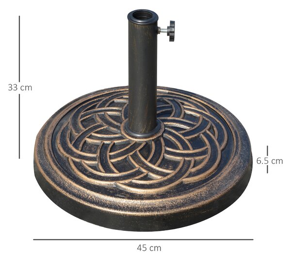Outsunny Suport Umbrelă 12kg, Design Rotund, Stil Bronz, pentru Exterior | Aosom Romania