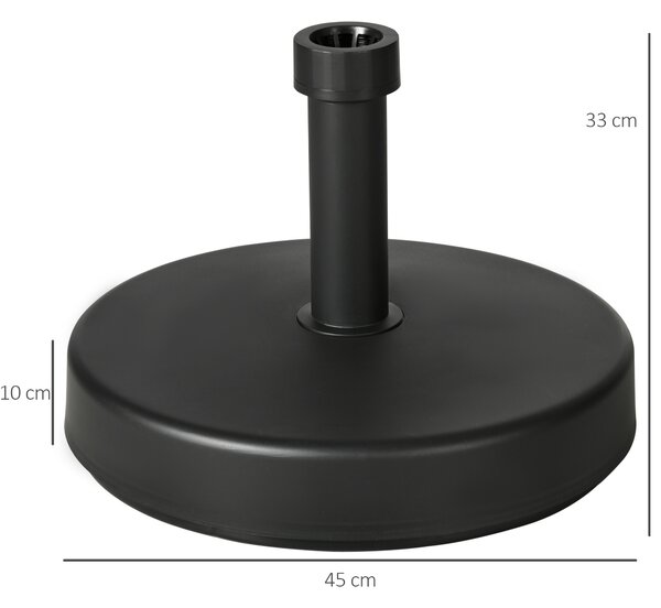 Outsunny Bază Umbrelă de Grădină din Plastic PP, Capacitate Max 18kg, Ø45x33 cm, Negru | Aosom Romania