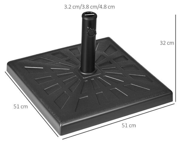Outsunny Suport Umbrelă de Grădină din Rășină 19kg, Bază Pătrată pentru Stabilitate, Greutate Suport Umbrele | Aosom Romania