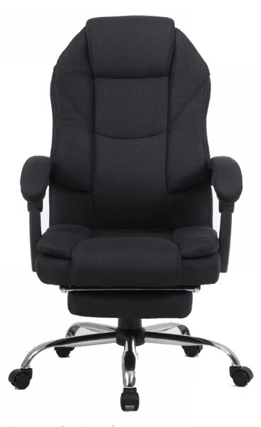 RESIGILAT- Scaun directorial, suport picioare, material textil, Negru