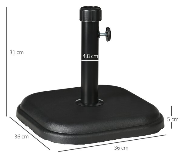Outsunny Suport Umbrelă de Grădină din Beton 11kg, Bază Pătrată Stabilă pentru Umbrelă Masa Exterior, Negru | Aosom Romania