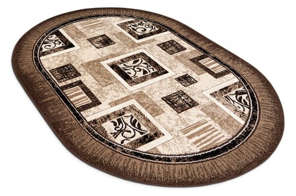 Covor Sufragerie Dormitor, Model Luna 1835 12, Oval, Crem Maro Bej, Oval, 250x350