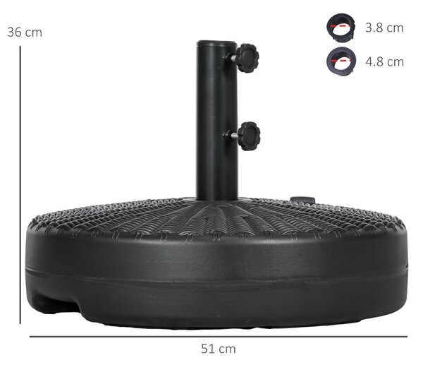 Outsunny Suport Rotund 29kg, 51cm Diametru, pentru Umbrelă Soare, Efect Ratan, Bază Rezistentă din Plastic | Aosom Romania