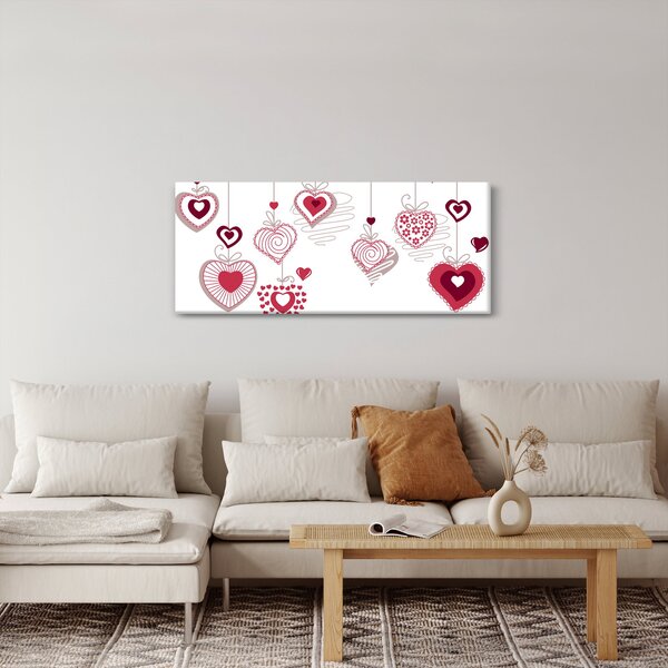 Tablou cu inimiore pictate (120x50 cm)