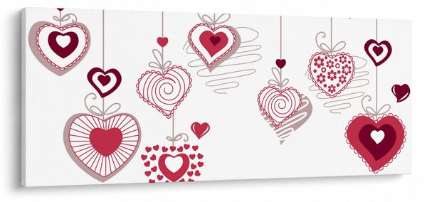 Tablou cu inimiore pictate (120x50 cm)