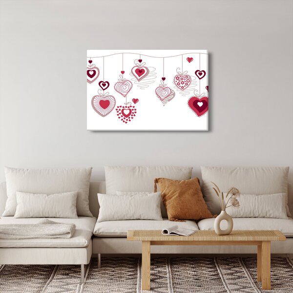 Tablou cu inimiore pictate (90x60 cm)