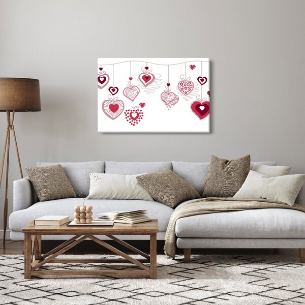 Tablou cu inimiore pictate (90x60 cm)