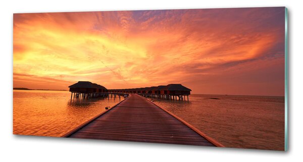 Sticlă printata bucătărie bungalow-uri Maldive