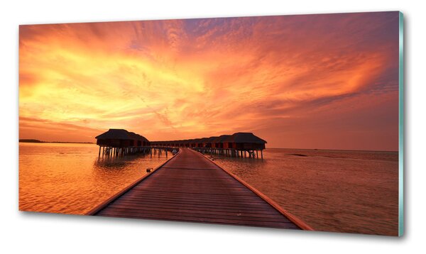 Sticlă printata bucătărie bungalow-uri Maldive