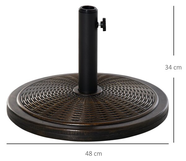 Outsunny Bază Umbrelă 14kg, Ciment și Plastic, Efect Ratan, Bronz | Aosom Romania