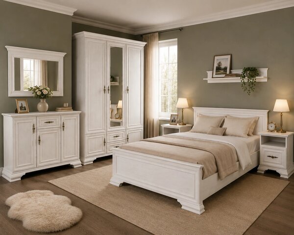 Mobilier de dormitor IRYS, pin alb anderson, PAL laminat, 7 piese