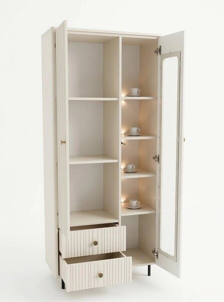 Vitrina pentru living SIERRA SR2, casmir, PAL laminat, 81x39x192 cm
