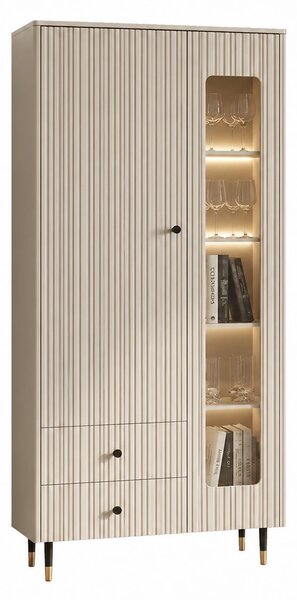 Vitrina pentru living SIERRA SR2, casmir, PAL laminat, 81x39x192 cm