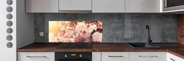 Panou sticlă decorativa bucătărie flori de cireș