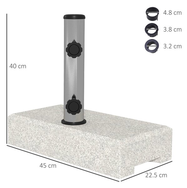 Outsunny Baza Umbrelă Gradină 25kg Granit Oțel Inoxidabil pentru Stâlpi Ø32-48mm | Aosom Romania