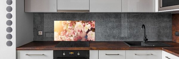 Panou sticlă decorativa bucătărie flori de cireș