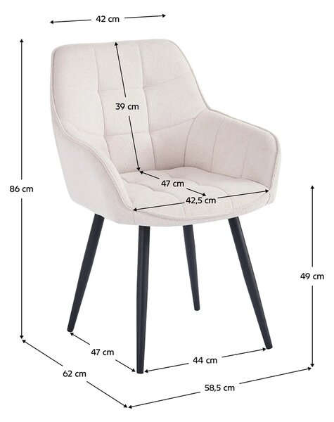 Scaun MARKEN, stofa clasica crem - Vardo 25, 59x62x86 cm