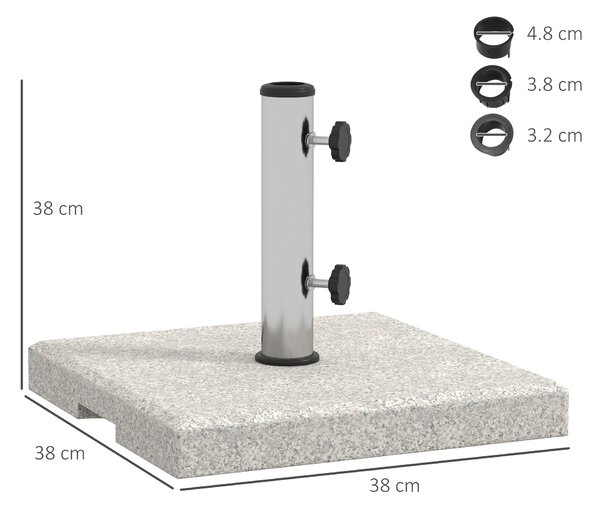 Outsunny Bază Umbrelă Grădină 25kg, Compatibilă cu Stâlpi Ø32mm, Ø38mm, Ø48mm, din Granit și Oțel Inoxidabil | Aosom Romania