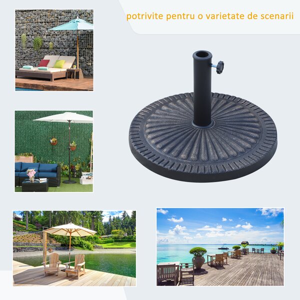Outsunny Bază Umbrelă de Soare, Compatibilă Diametru Φ3,8-4,8cm, Rășină Durabilă, 49x32cm | Aosom Romania
