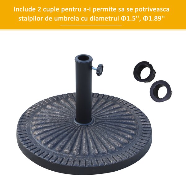 Outsunny Bază Umbrelă de Soare, Compatibilă Diametru Φ3,8-4,8cm, Rășină Durabilă, 49x32cm | Aosom Romania
