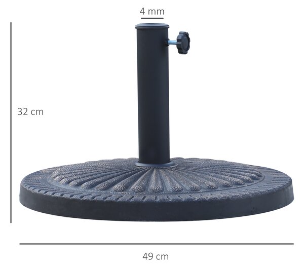 Outsunny Bază Umbrelă de Soare, Compatibilă Diametru Φ3,8-4,8cm, Rășină Durabilă, 49x32cm | Aosom Romania