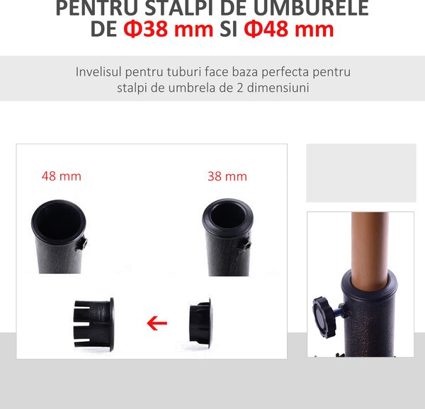Outsunny Bază Greutate pentru Umbrelă de Soare, Rezistentă, Φ3,8-4,8cm, 16Kg, Ideală pentru Grădină | Aosom Romania
