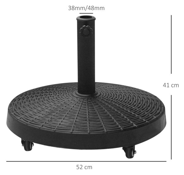 Outsunny Bază Rezistentă pentru Umbrele de Soare, Rășină și Oțel, Compatibilă cu Stâlpi 38-48mm, Ø52x41cm, Negru | Aosom Romania