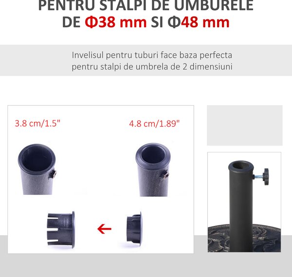 Outsunny Bază Stabilă pentru Umbrelă Rotundă, 9kg, din Rășină, Design Modern, Φ45.5x31cm, Bronz | Aosom Romania