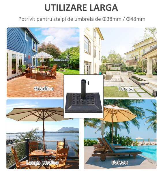 Outsunny Bază pentru Umbrelă de Grădină, Design Vintage, din Rășină și Oțel, Stabilă și Durabilă | Aosom Romania