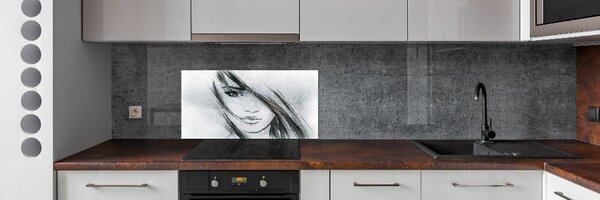 Sticlă printata bucătărie Portret de femeie