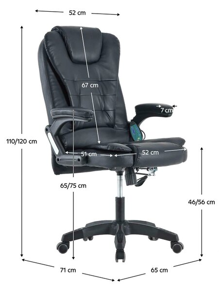 Scaun de birou TYLER NEW, negru, piele ecologica/plastic, 65x71x110/12