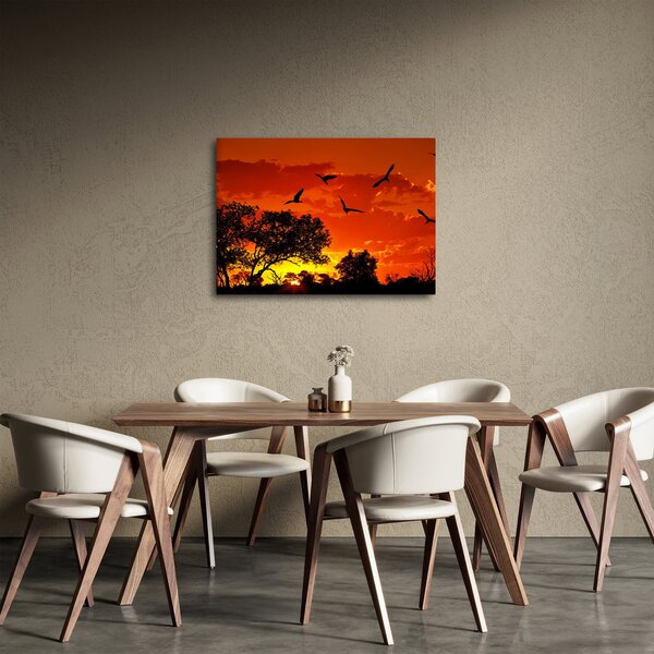 Tablou cu păsări în apus de soare (70x50 cm)