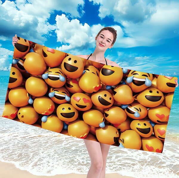 Prosop de plajă cu smileys Lățime: 100 cm | Lungime: 180 cm