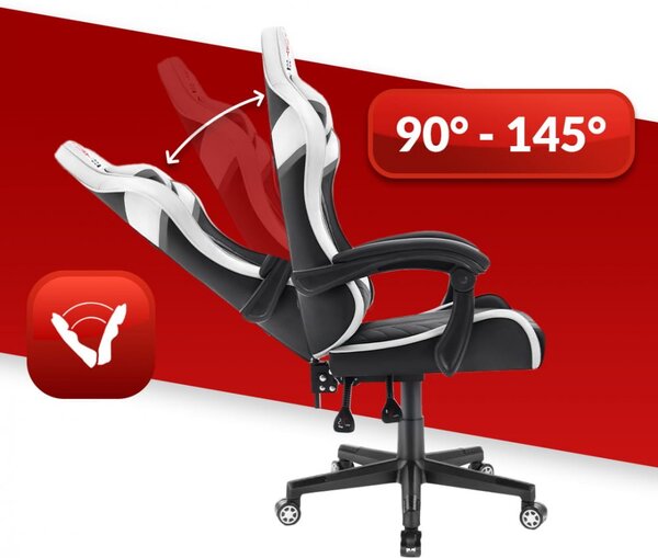 Scaun gaming HC-1004 alb-negru și alb