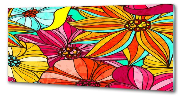 Panou sticla securizata bucatarie model floral