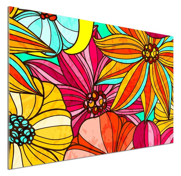 Panou sticla securizata bucatarie model floral