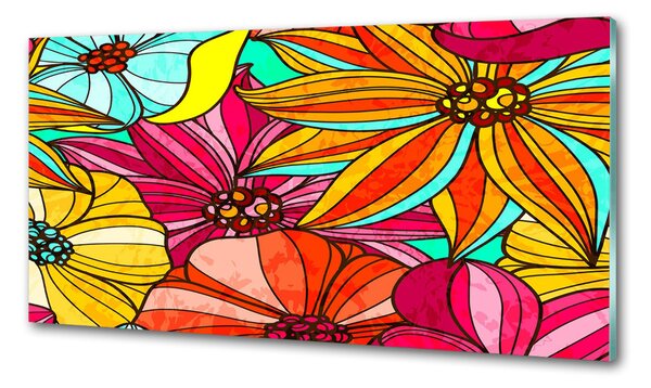 Panou sticla securizata bucatarie model floral