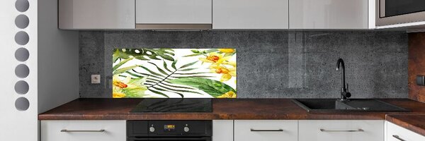 Panou de bucătărie flori tropicale