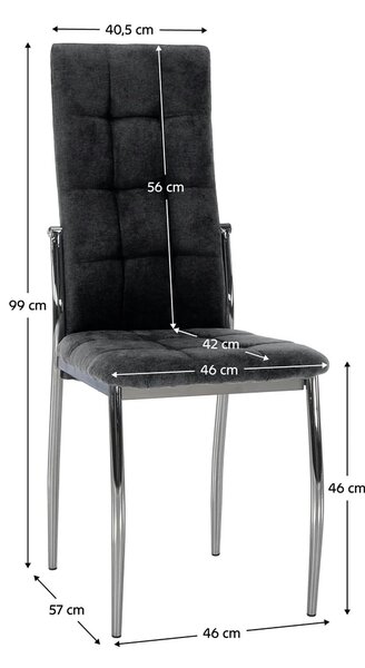 Scaun ADORA NEW 2, gri inchis/crom, stofa clasica/metal, 46x57x99 cm