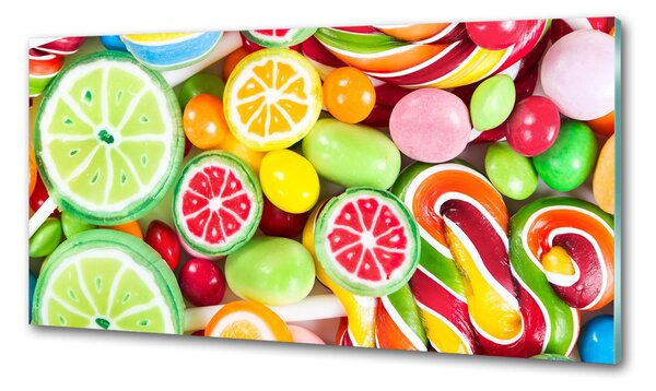 Panou sticlă decorativa bucătărie bomboane colorate