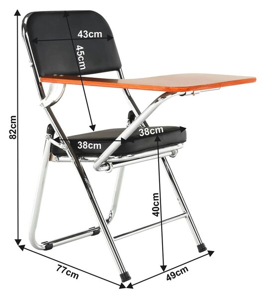 Scaun TEKER, negru/stejar natural/crom, piele ecologica/lemn/metal, 49