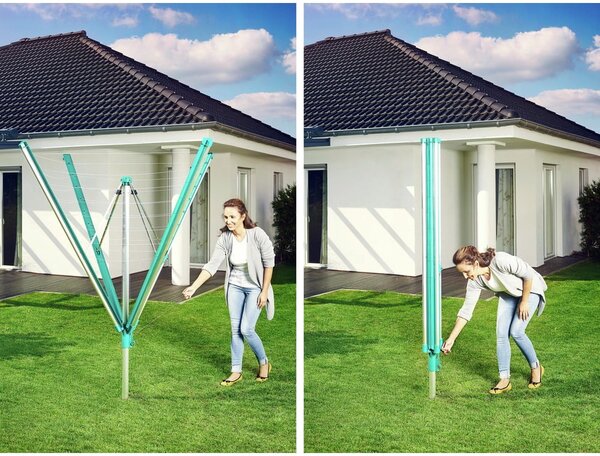Uscător de rufe argintiu pentru grădină 60 m Linomatic 600 Deluxe Cover – LEIFHEIT