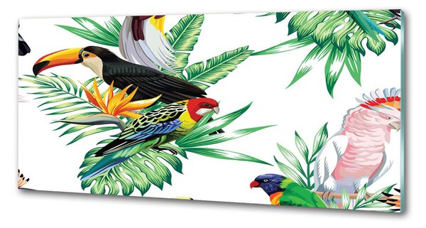 Panou sticla securizata bucatarie păsări tropicale
