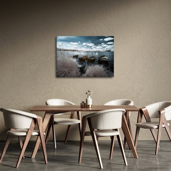 Tablou - Bărci de lemn pe lac (70x50 cm)