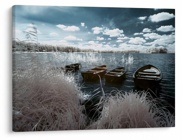 Tablou - Bărci de lemn pe lac (70x50 cm)