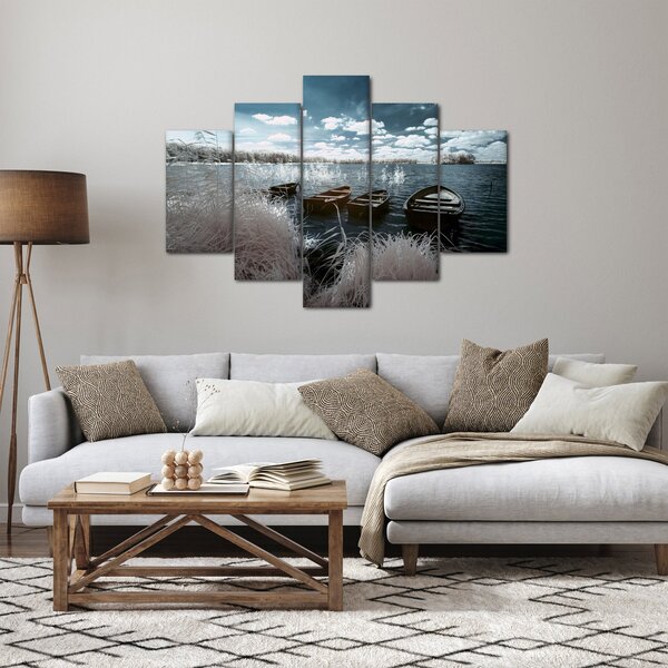 Tablou - Bărci de lemn pe lac (150x105 cm)