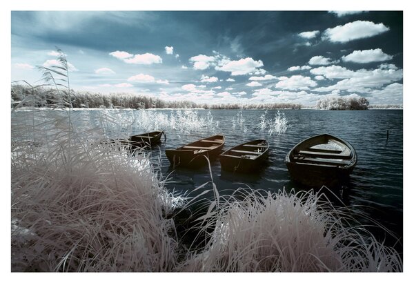 Tablou - Bărci de lemn pe lac (90x60 cm)