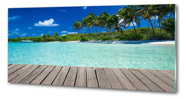 Panou sticlă bucătărie plaja tropicala