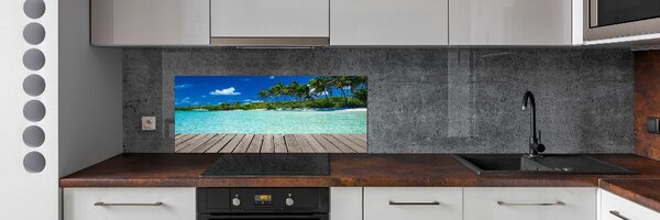 Panou sticlă bucătărie plaja tropicala